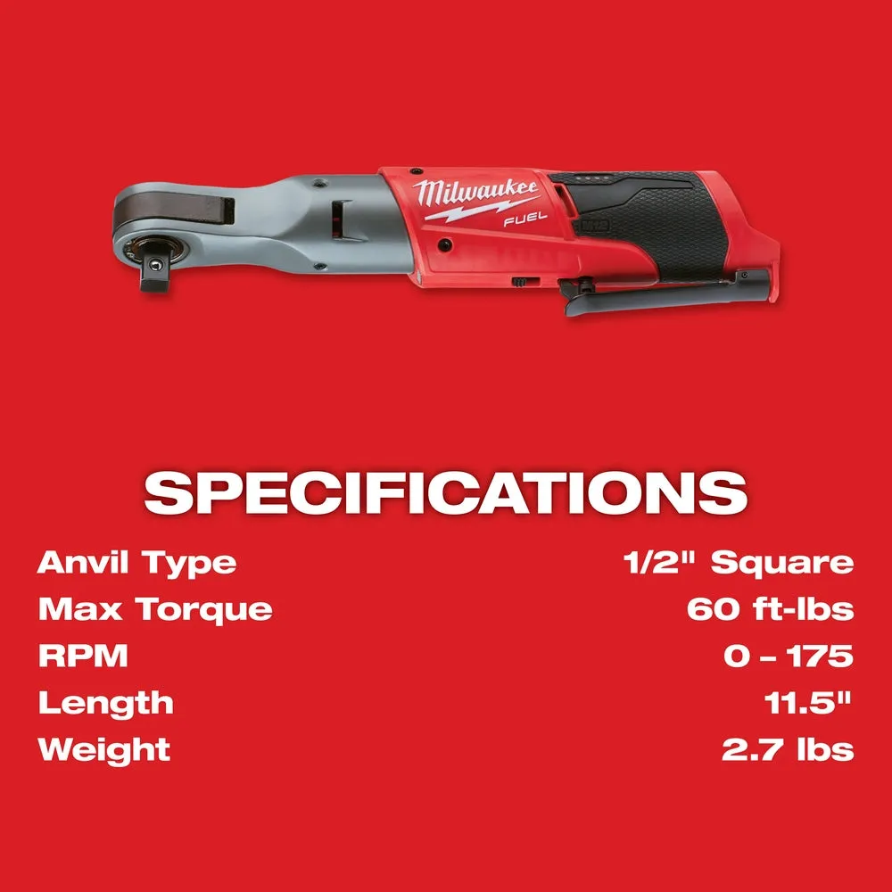 Milwaukee 2558-20 M12 FUEL 12V 1/2-Inch 60-Ft-Lbs. Cordless Ratchet - Bare Tool