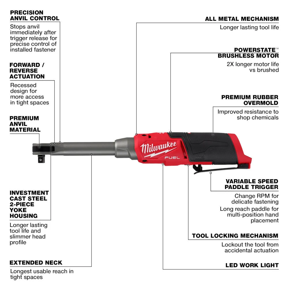 Milwaukee 2569-20 12V FUEL M12 3/8" Extended Reach High Speed Ratchet -Bare Tool