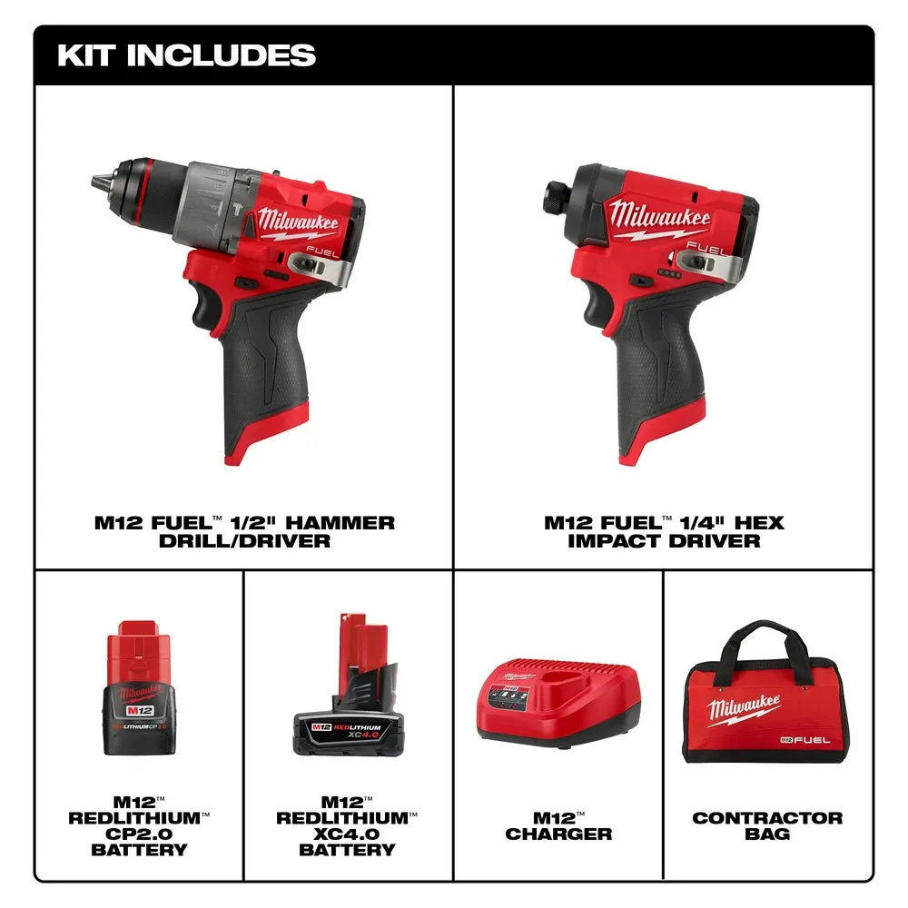 Milwaukee 3497-22 M12 FUEL 12V Cordless Li-Ion 2-Tool Combo Kit w/ 2 Batteries