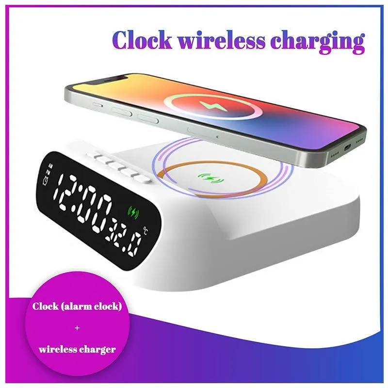 Multifunctional Digital Display Alarm Clock Wireless Charger -Xf0750