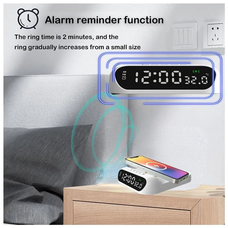 Multifunctional Digital Display Alarm Clock Wireless Charger -Xf0750