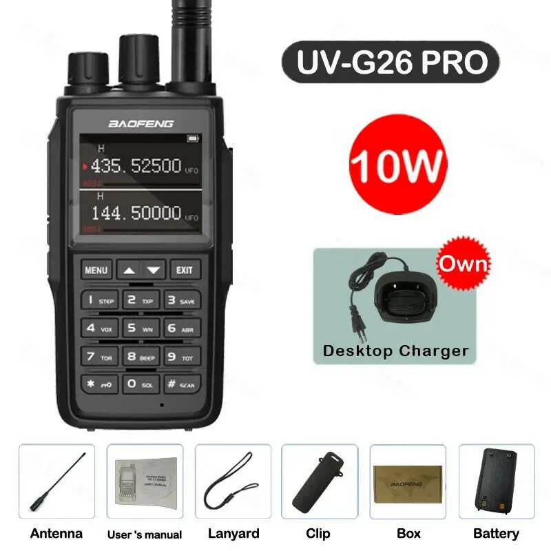 New Baofeng UV-G26 PRO Walkie Talkie 10W Dual Band High Power Long Range Portable 999 Channel Ham FM Radio UHF VHF Two Way Radio