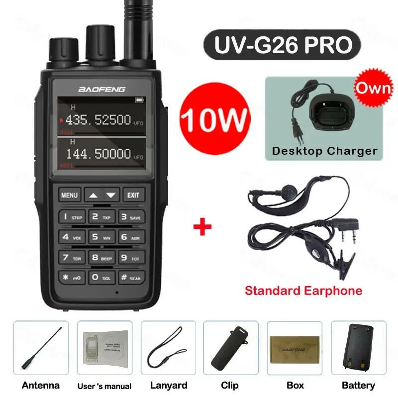 New Baofeng UV-G26 PRO Walkie Talkie 10W Dual Band High Power Long Range Portable 999 Channel Ham FM Radio UHF VHF Two Way Radio