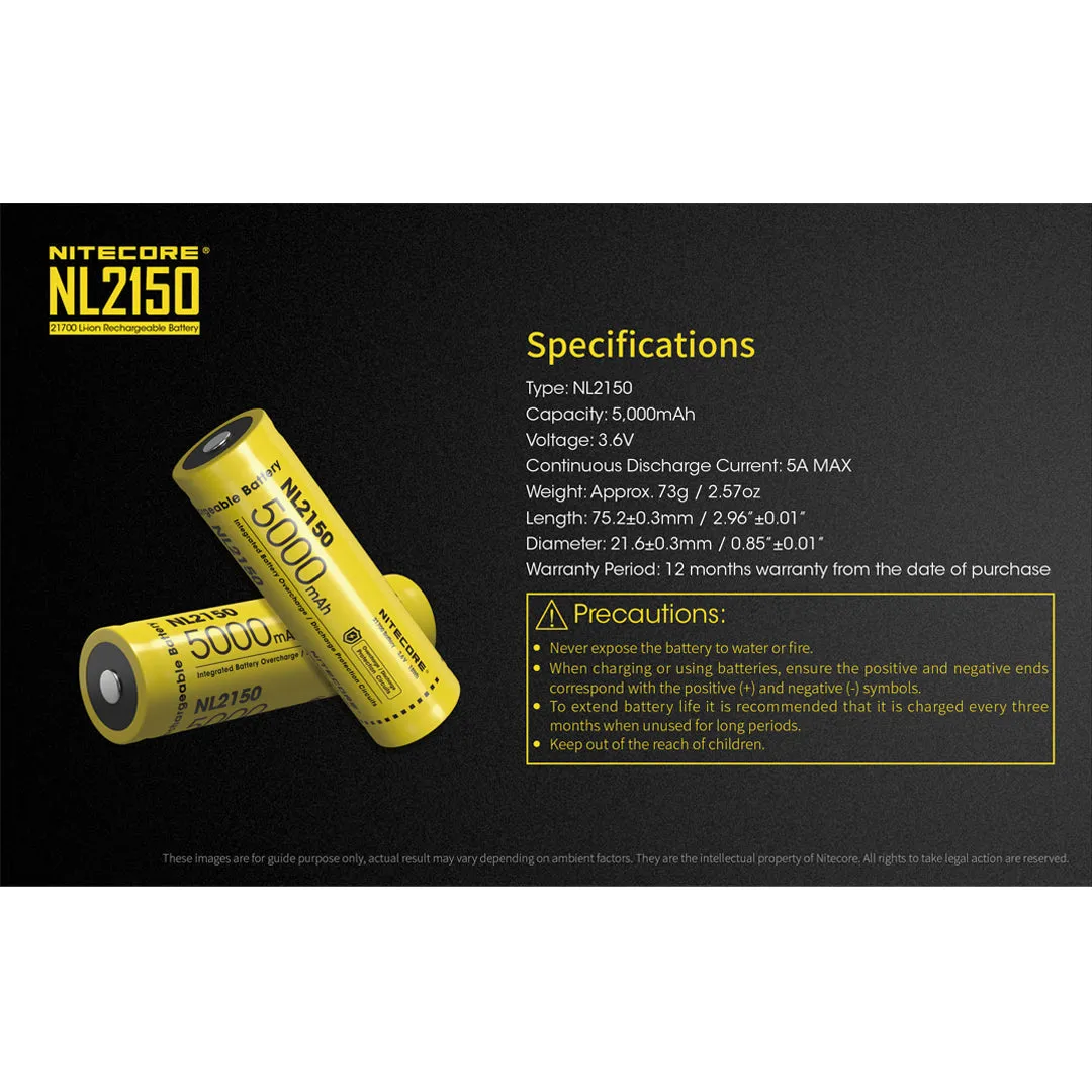 Nitecore NL2150 5000mAh Rechargeable 21700 Li-ion Battery