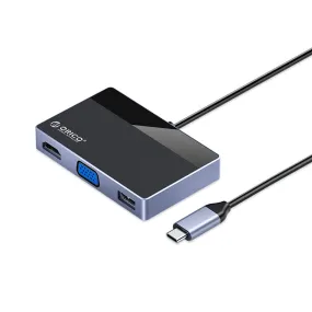 Orico Dock Type -C 5 Port With Pd100W| Hdmi | Vga | Usb3.0 | Type-C | 3.5Mm Audio Port | Bk