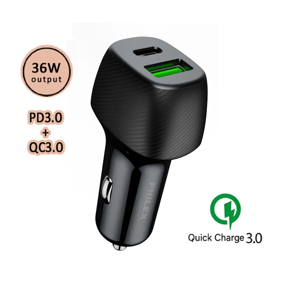 Philex Dual Outlet Quick Car Charger