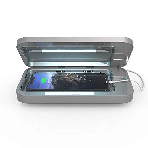 PhoneSoap 3 UV Smartphone Sanitizer & Universal Charger | Patented & Clinically Proven 360 Degree UV Light Disinfector | (Silver)