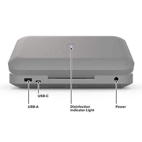 PhoneSoap 3 UV Smartphone Sanitizer & Universal Charger | Patented & Clinically Proven 360 Degree UV Light Disinfector | (Silver)