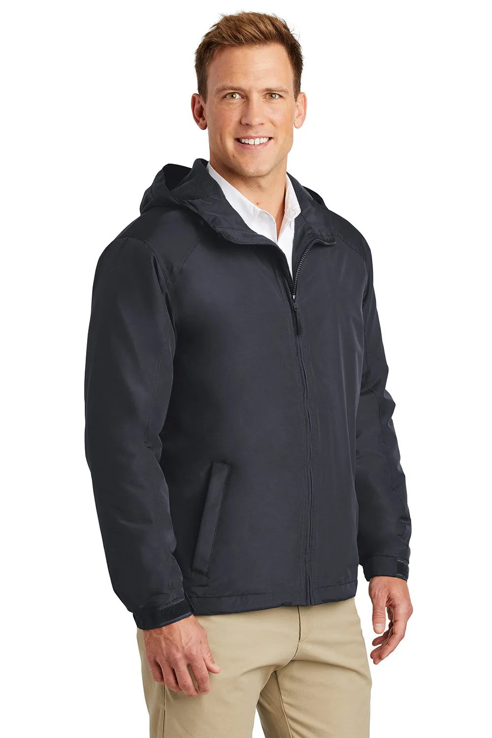 Port Authority Mens Charger Wind & Water Resistant Full Zip Hooded Jacket - Battleship Grey