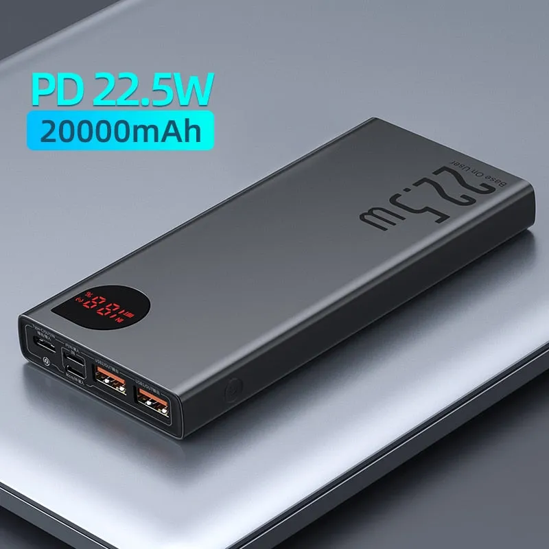 Powerbank  Portable Baseus 22.5W Power Bank 20000mAh Fast Charging Type-C PD QC For iPhone 14