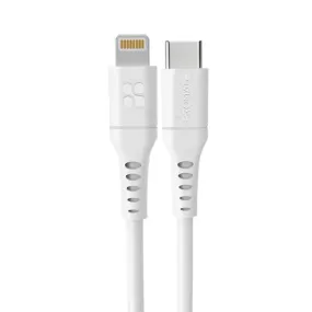 Promate 1.2m 20W USB-C to Lightning Charge & Sync Cable, With Power Delivery, For iPhone, iPad, & iPad Mini, White