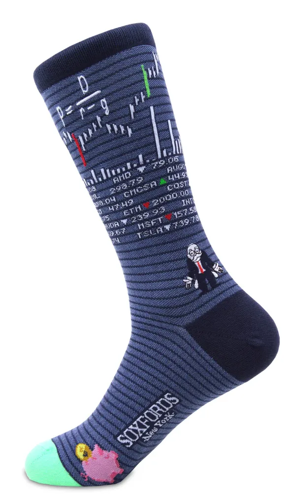 Random Walk Finance & Stock Market Themed Men's Crew Sock