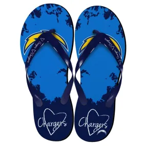 San Diego Chargers NFL Womens Paint Splatter Flip Flops