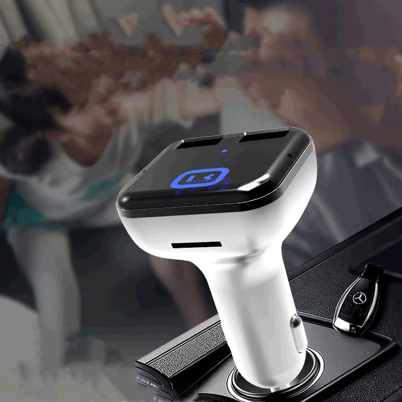 Smart Voice Car Fast Charge Dual USB PD Protocol FM Bluetooth Stereo Transmitter Color White