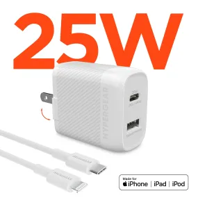 SpeedBoost 25W USB-C PD   12W USB Fast Wall Charger with PPS | 6ft MFi Lightning Cable | White