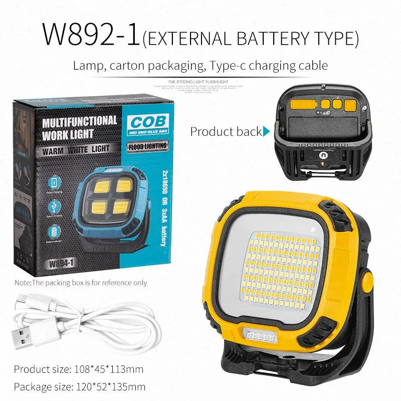 Strong Light COB Flashlight USB Rechargeable Torch Portable Outdoor Power Bank Camping Fishing Emergency Work Lamp With Hook