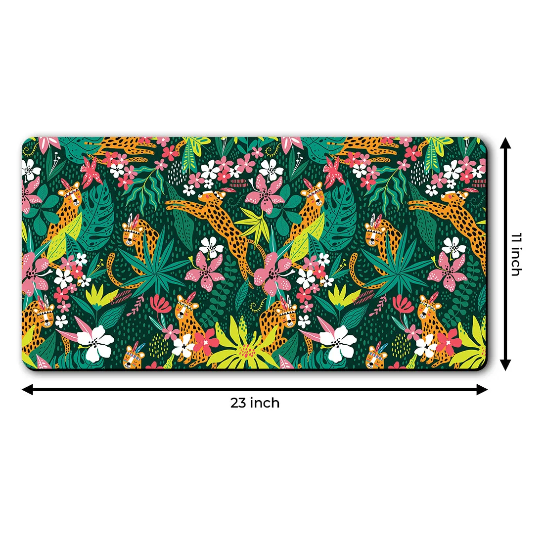 The Whimsical Artist Desk Mat | Travel Friendly | 60 (w) x 30 (h) CM | Anti Slippery | Spacious for Desk | Rubber Bottom | Water Resistant | Multicolor | Easy to Clean | Illustrated (Jungle Safari)