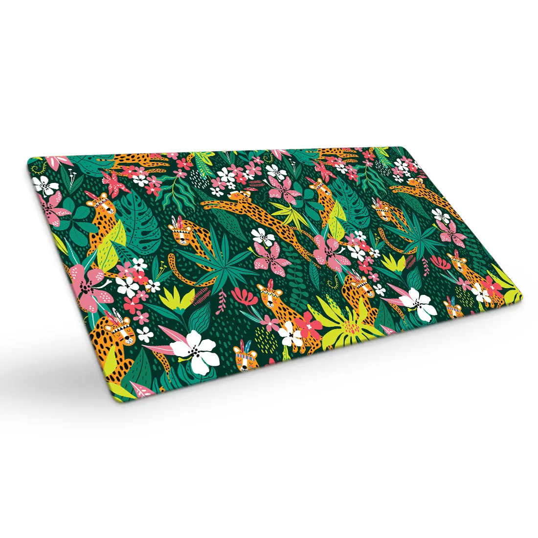 The Whimsical Artist Desk Mat | Travel Friendly | 60 (w) x 30 (h) CM | Anti Slippery | Spacious for Desk | Rubber Bottom | Water Resistant | Multicolor | Easy to Clean | Illustrated (Jungle Safari)