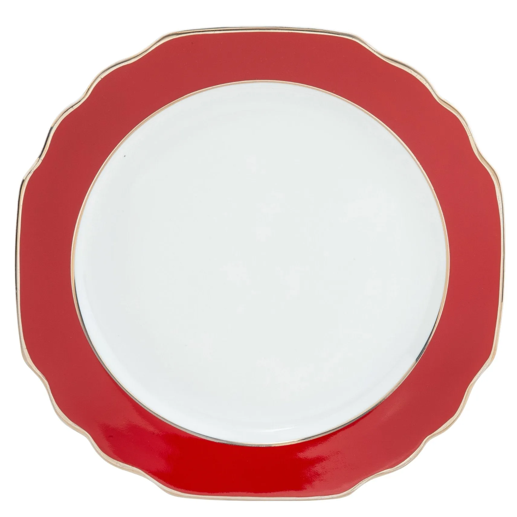 Ultra-White Georgian ColorSheen Red - Platinum Banding - Charger Plate