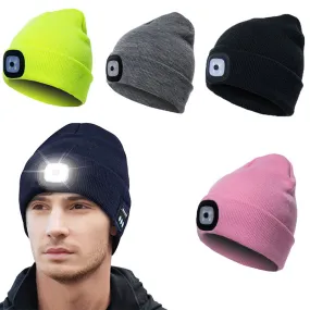 Unisex LED Torch Beanies with Bluetooth Headphones