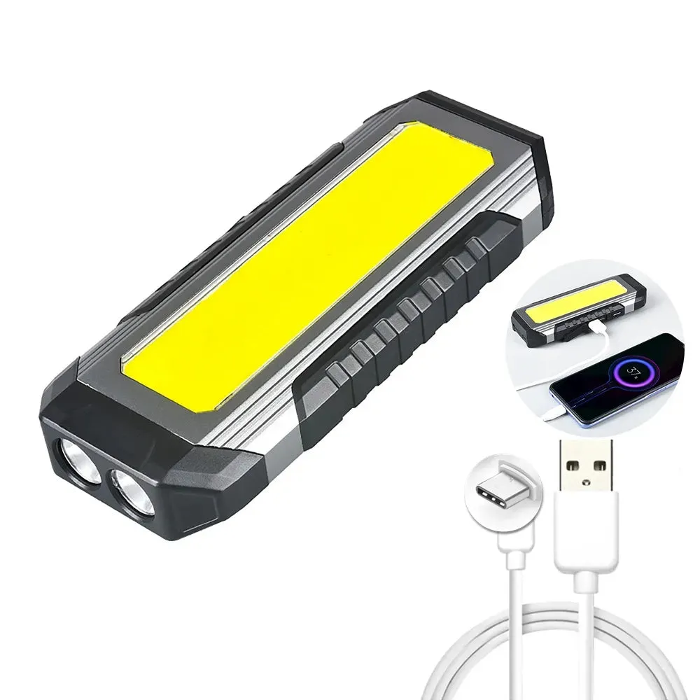 USB Rechargeable COB Work Light LED Flashlight Power Bank 18650 Portable Camping Lamp with Magnet Waterproof Lantern 4000mAh