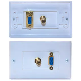 Wall Plate, White, VGA and 3.5mm Stereo Jack, HD15 Female and 3.5mm Female