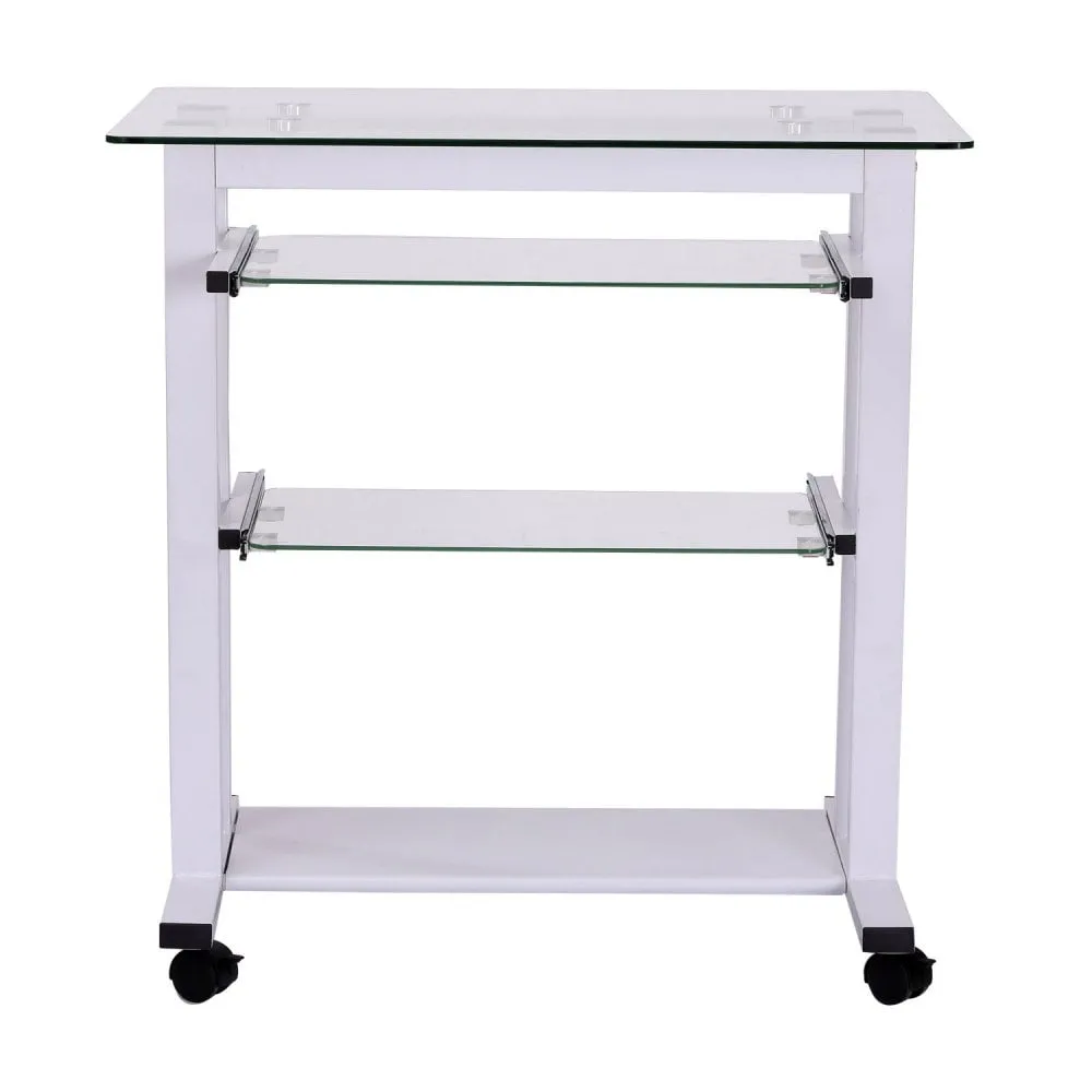 Workstation Computer Laptop Desk Writing Table W/Wheels-White