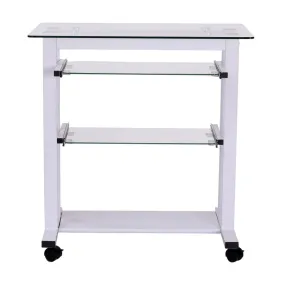 Workstation Computer Laptop Desk Writing Table W/Wheels-White