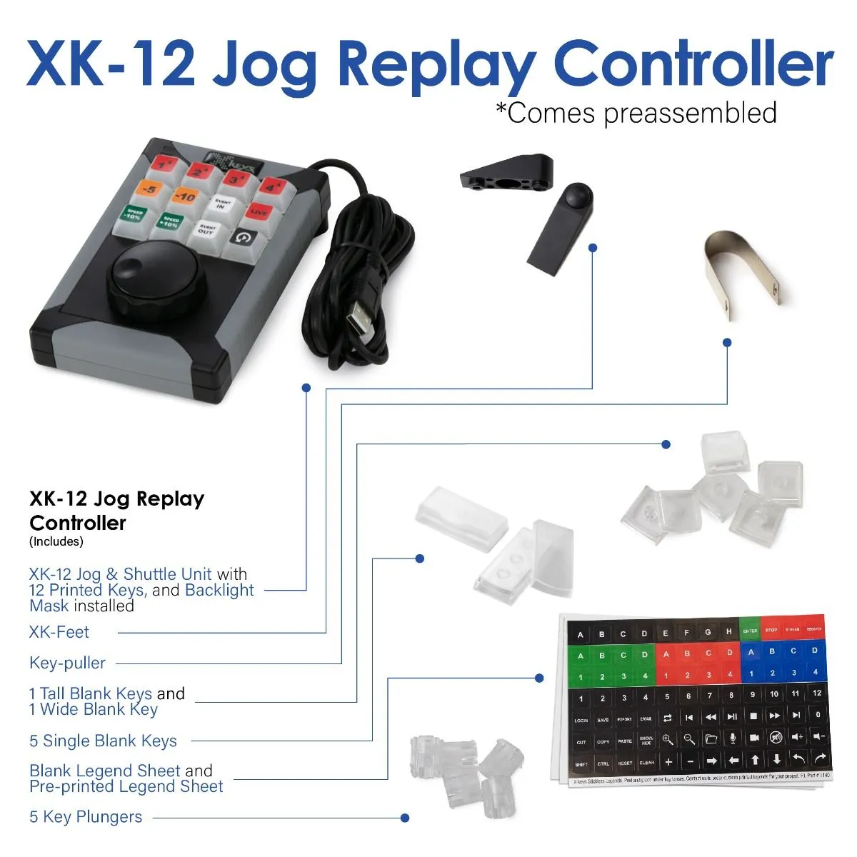 X-keys XK-12 Mini Replay Controller Jog and Shuttle Keypad